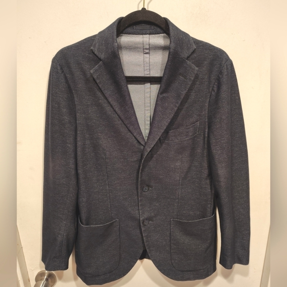 Ships Navy Blue Stretch Knit Blazer Sz M Women's Unisex Career Academia Preppy